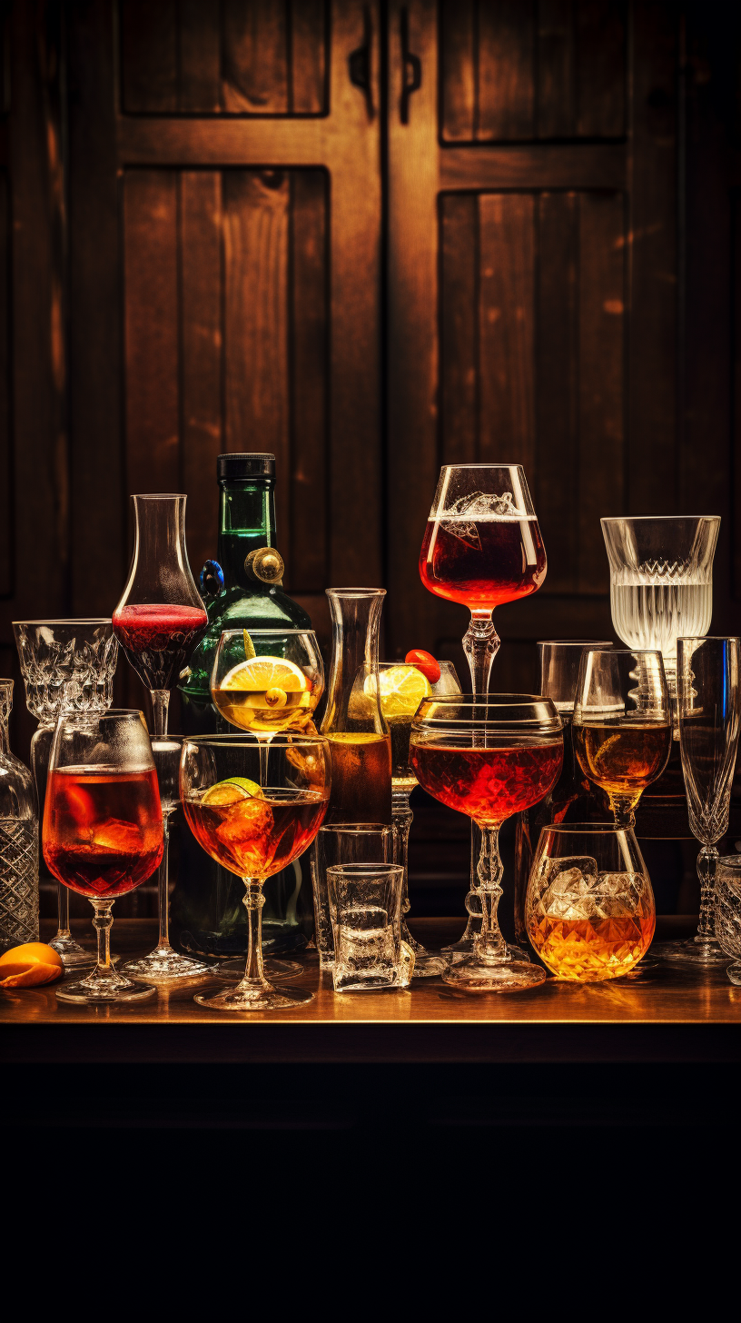 Different types of alcohol glasses