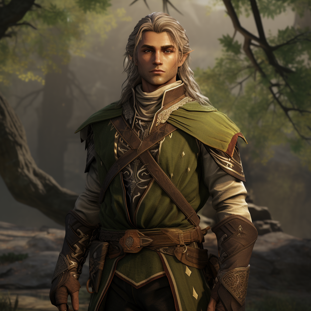 Aldric Vinewarden, a half-elf with strong nature connection.