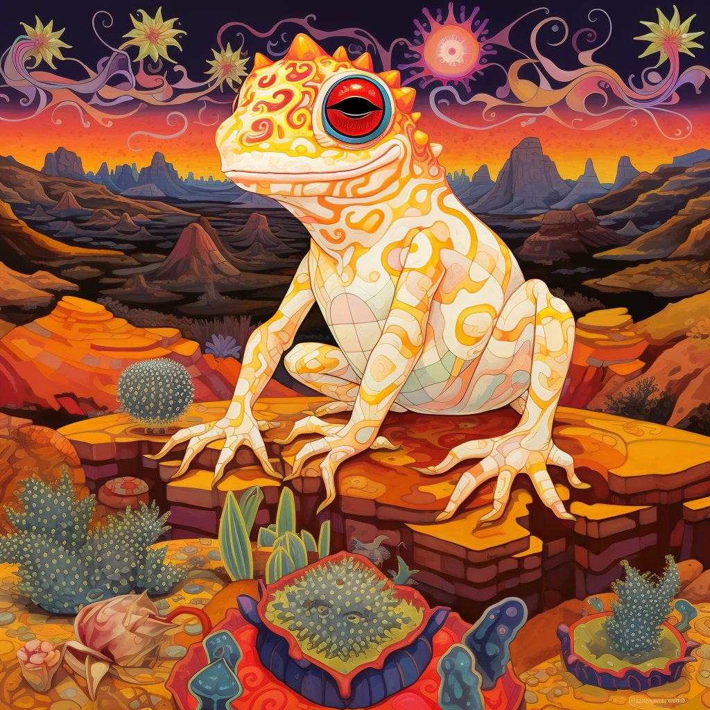 Colorful Alebrije Toad on Desert Plain