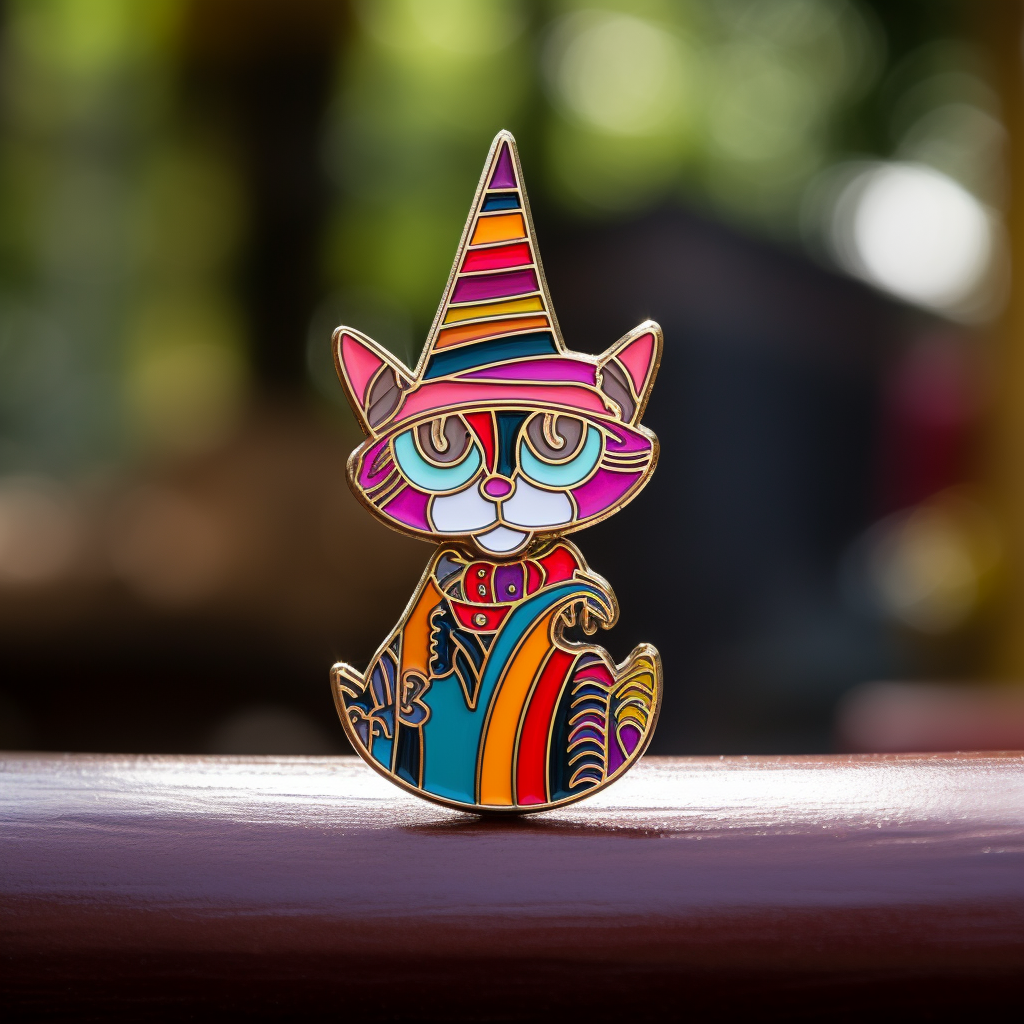 Alebrijes Cat Lapel Pin Sombrero