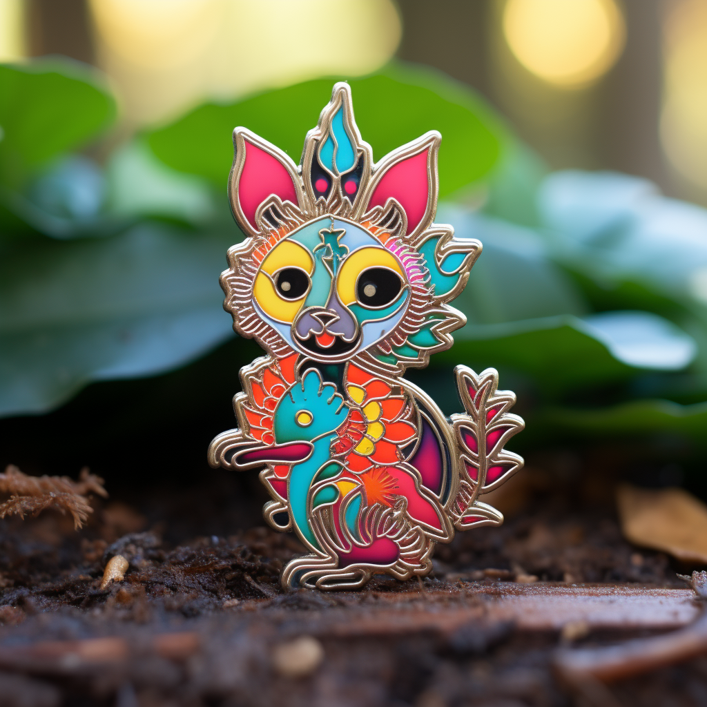 Holiday themed alebrijes lapel pin