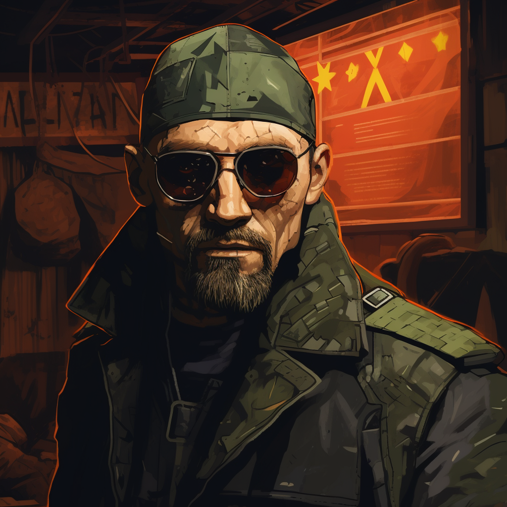 Ukrainian man wearing eyepatch inside a bar