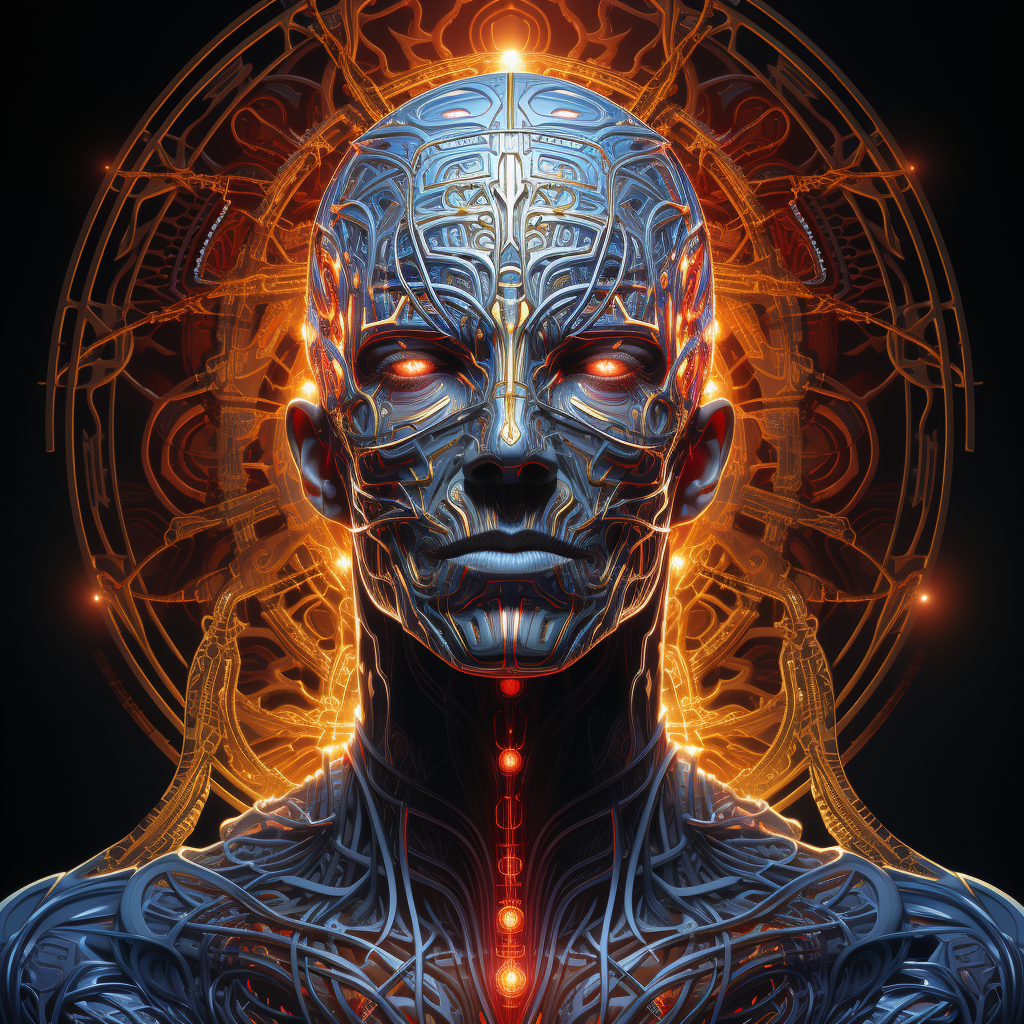 Vibrant energy waves and frequencies in Alex Grey style