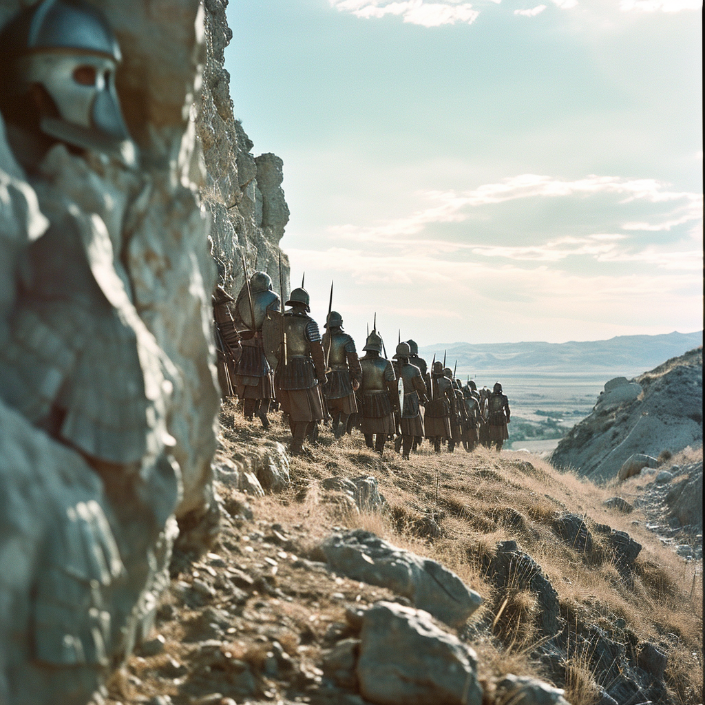 Alexander the Great's last moments with ill soldiers in armor