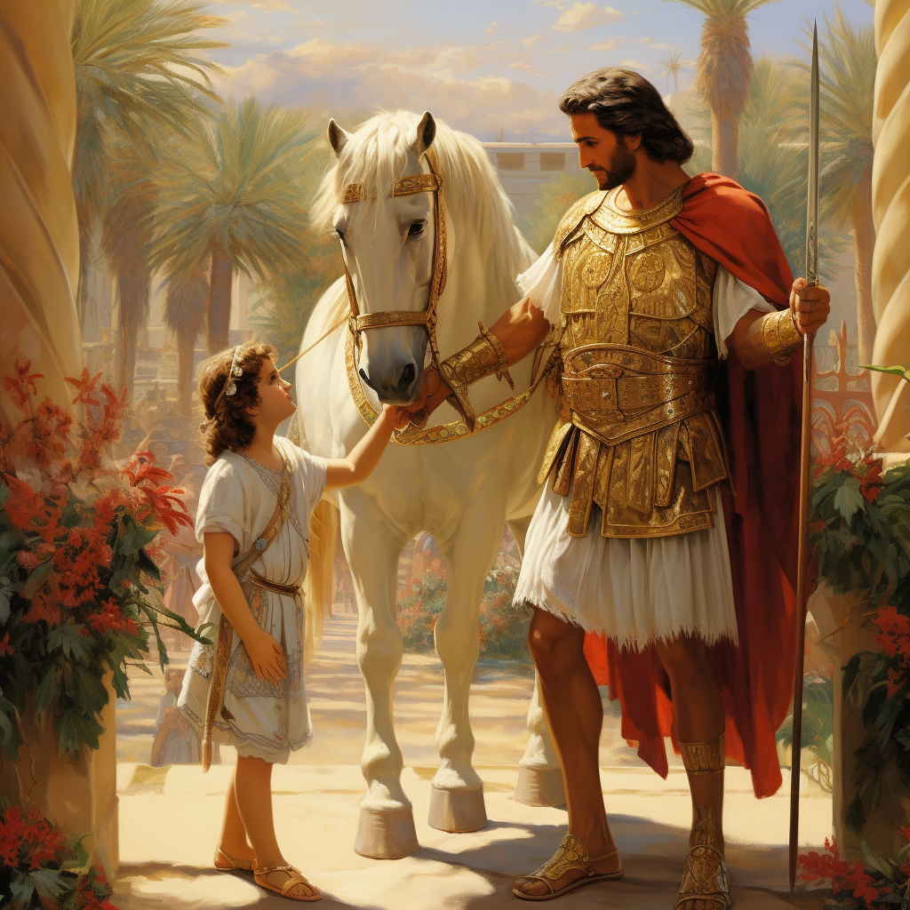 Alexander the Great caring for Persian family