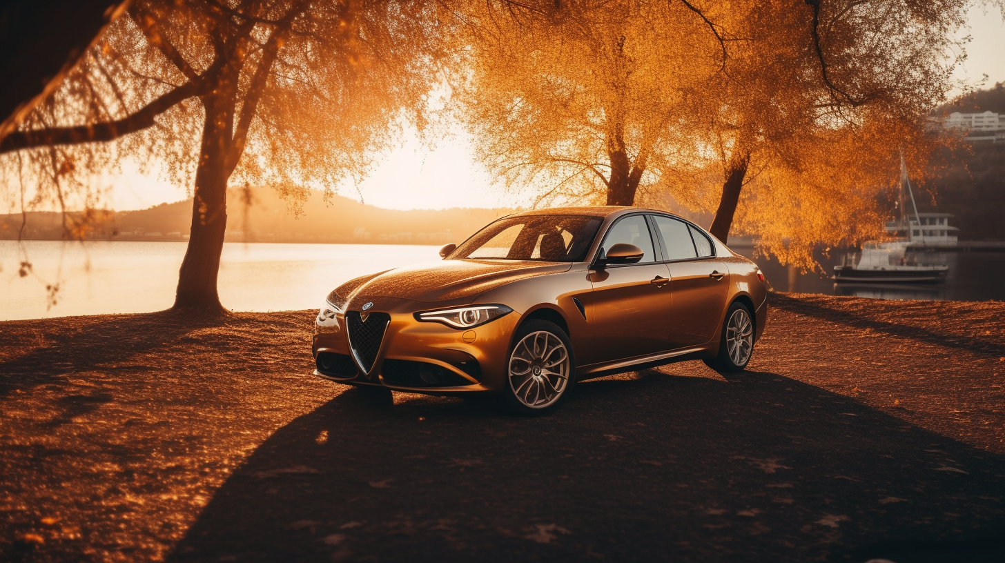 Sunlit Alfa Romeo Giulia on Riverside Road