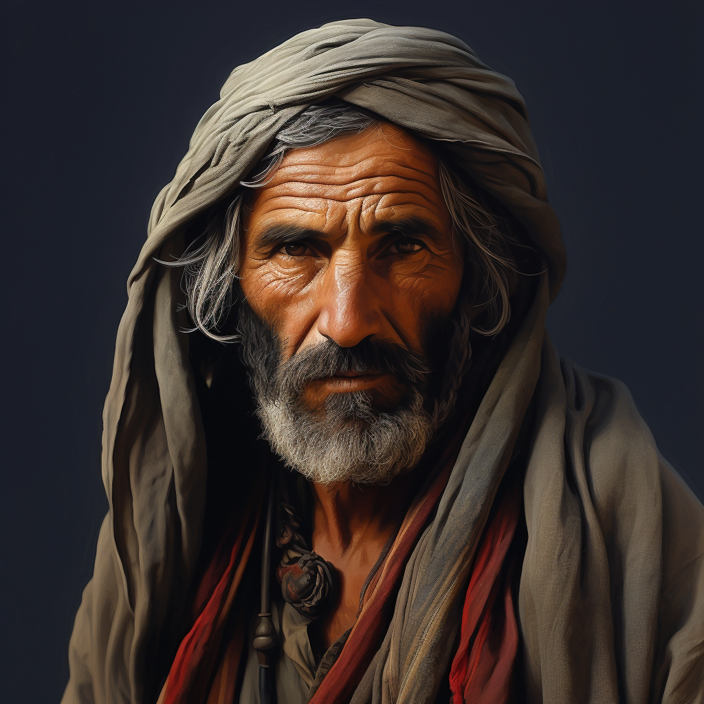 Portrait of Algerian man in traditional Kabily attire