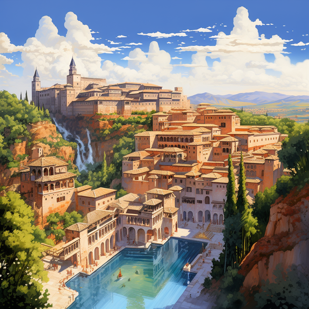 Alhambra Granada Pixar Drawing