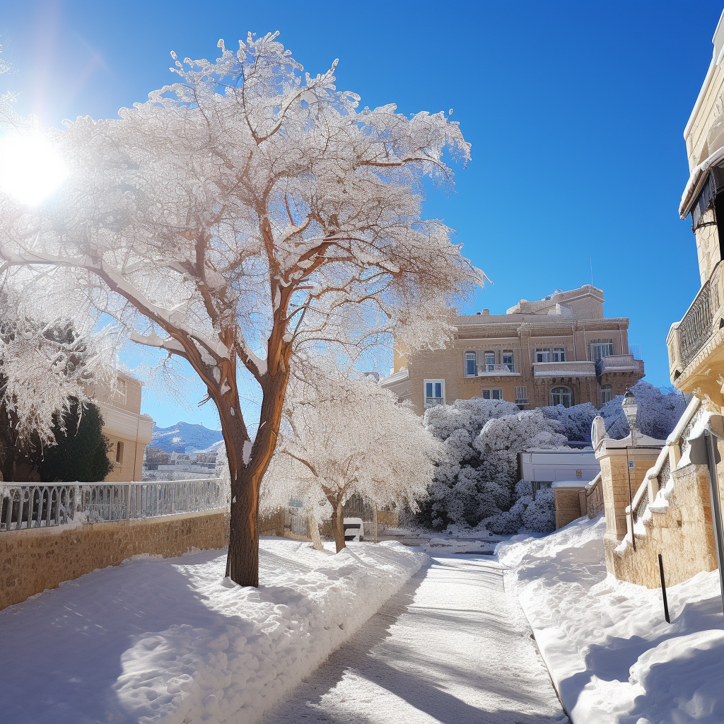 Snow-covered beach houses in Alicante