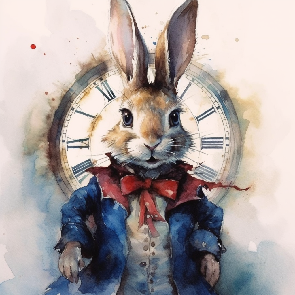 Colorful rabbit from Alice in Wonderland