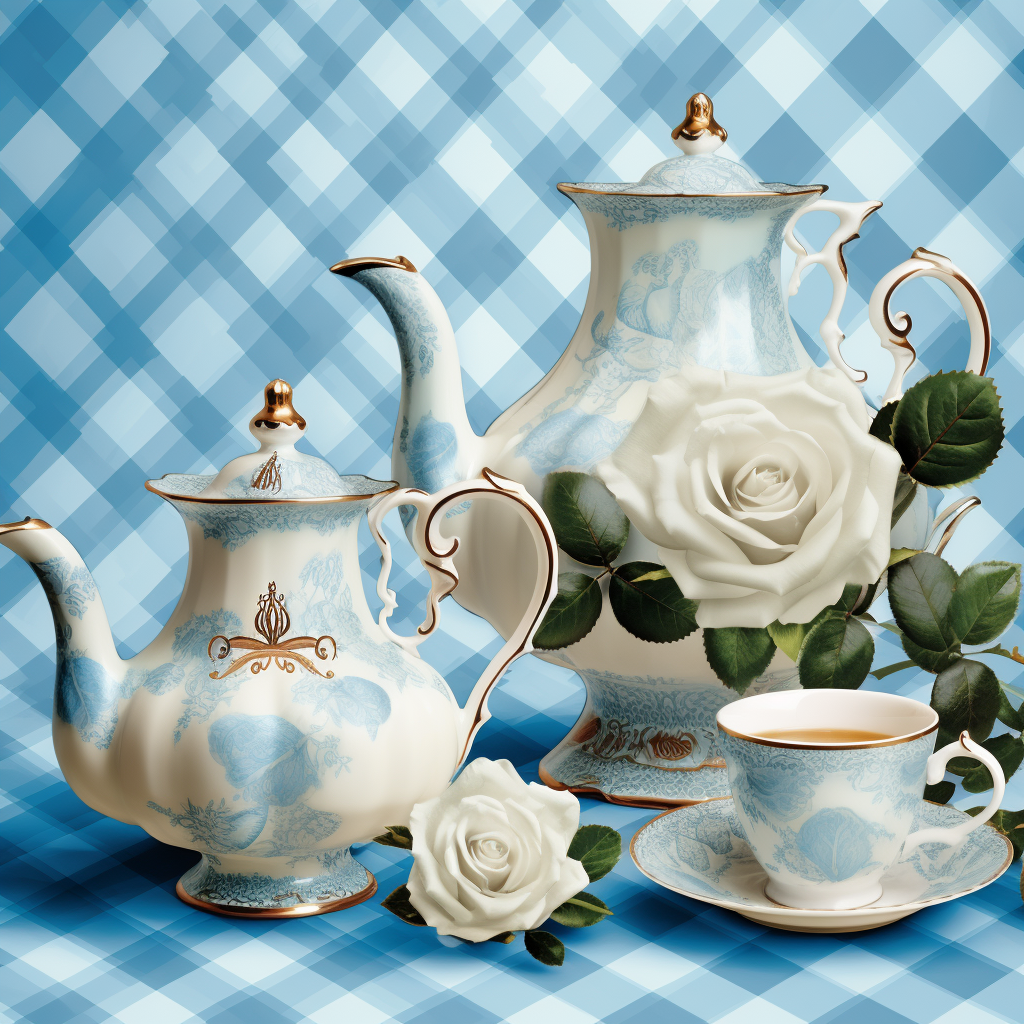 Alice in Wonderland Tea Party Checkered Pattern