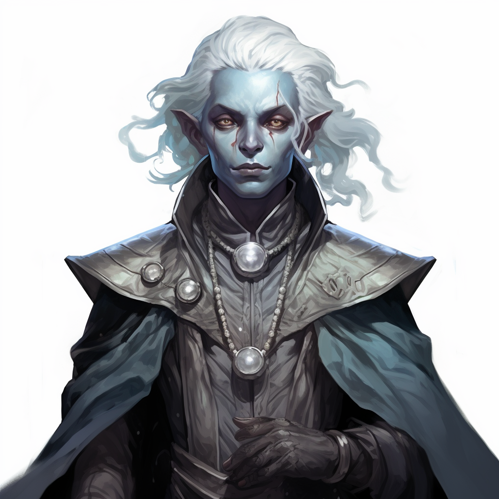 The grey alien changeling transmutation wizard character in Dungeons and Dragons