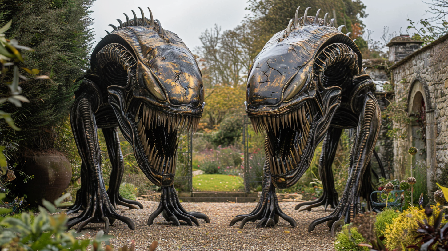 Alien creatures in English garden invasion