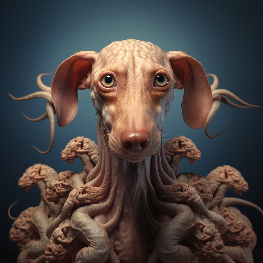 Alien dog with tentacles and heads