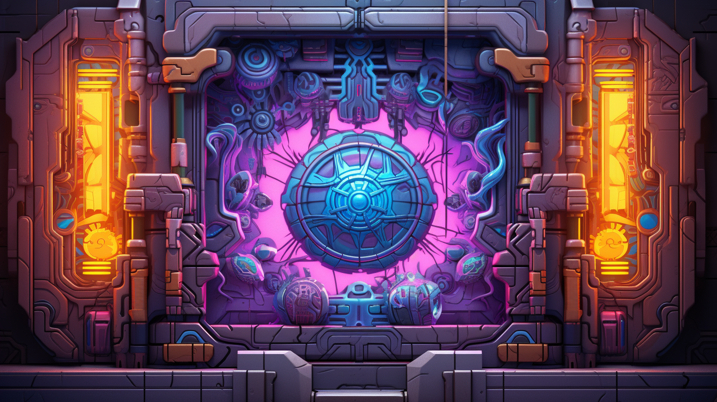 Colorful alien door concept sketch