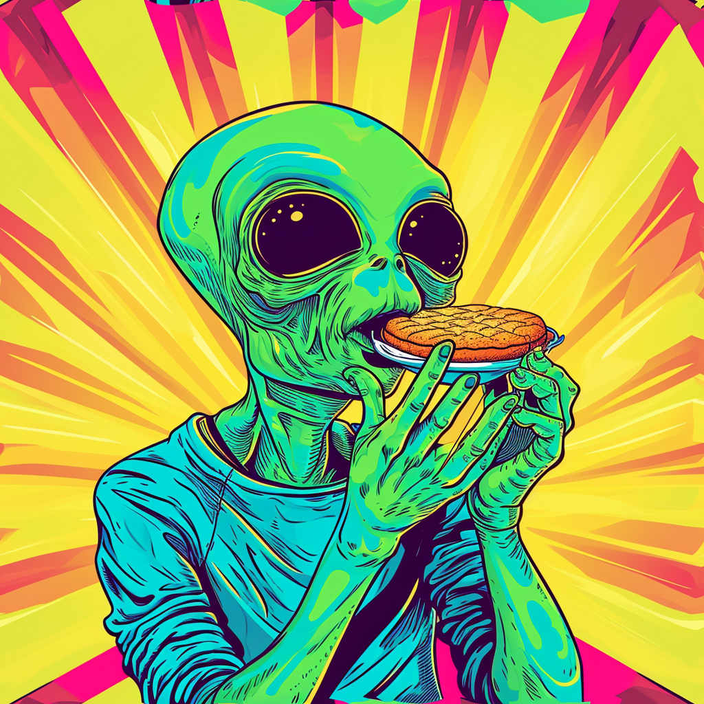 Alien eating cookie picture