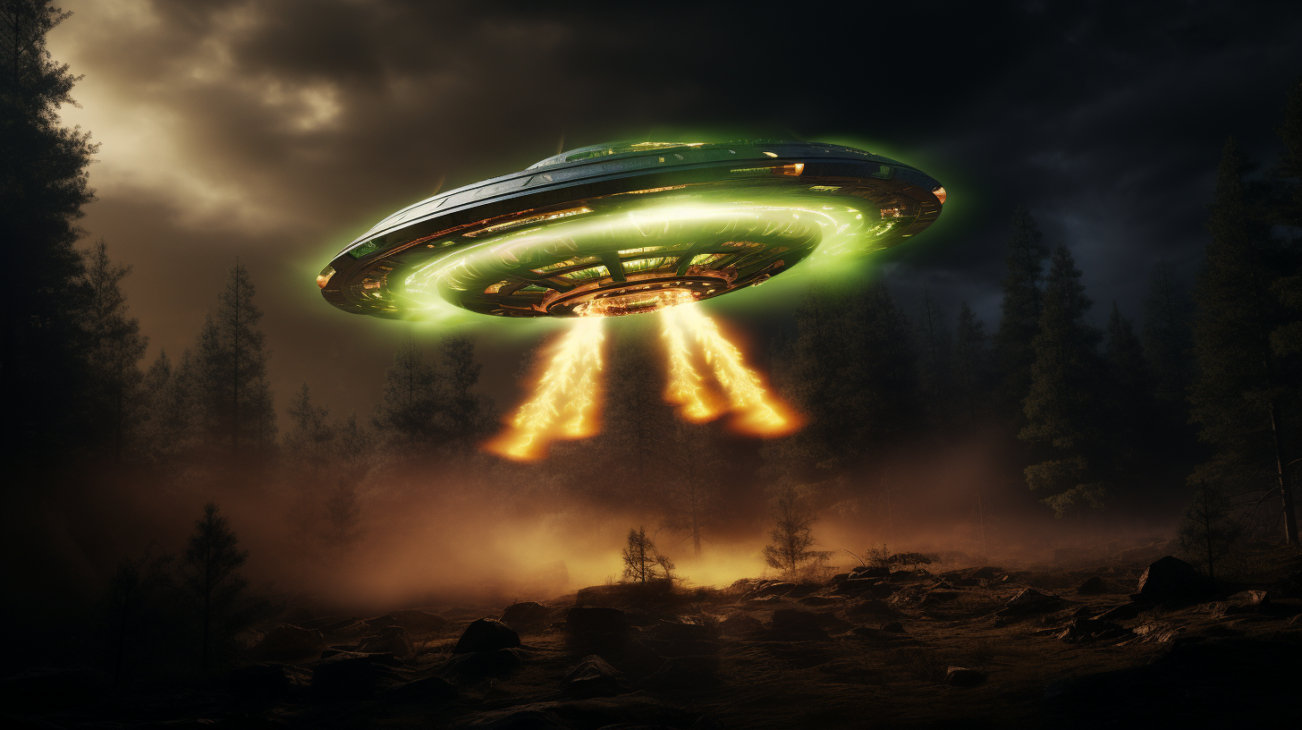 Alien Flying Saucer Firing Green Flame