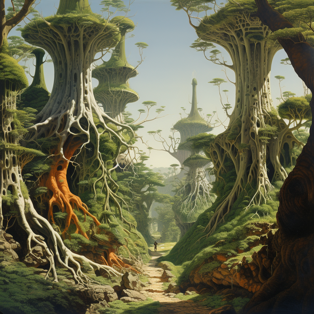 Sentient trees in enchanting alien forest