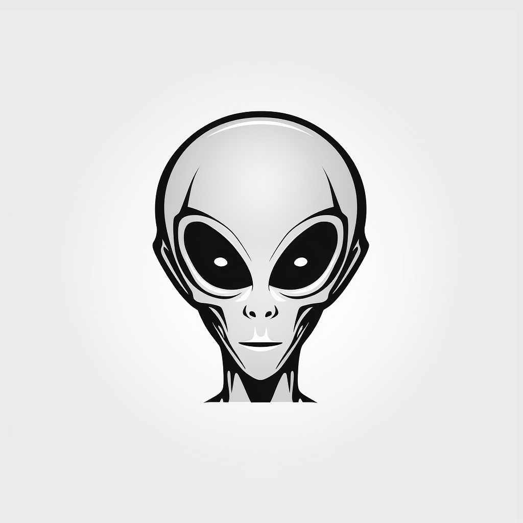 Minimalistic black and white alien head logo vector