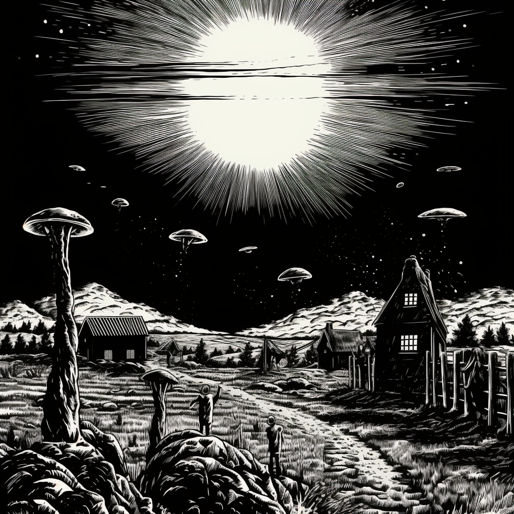 Illustration of Alien Invasion in Chick Tract Style