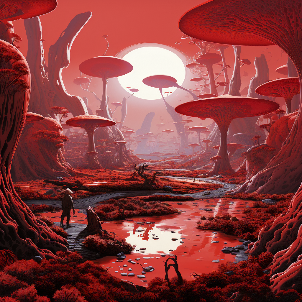 Stunning red alien landscape scenery