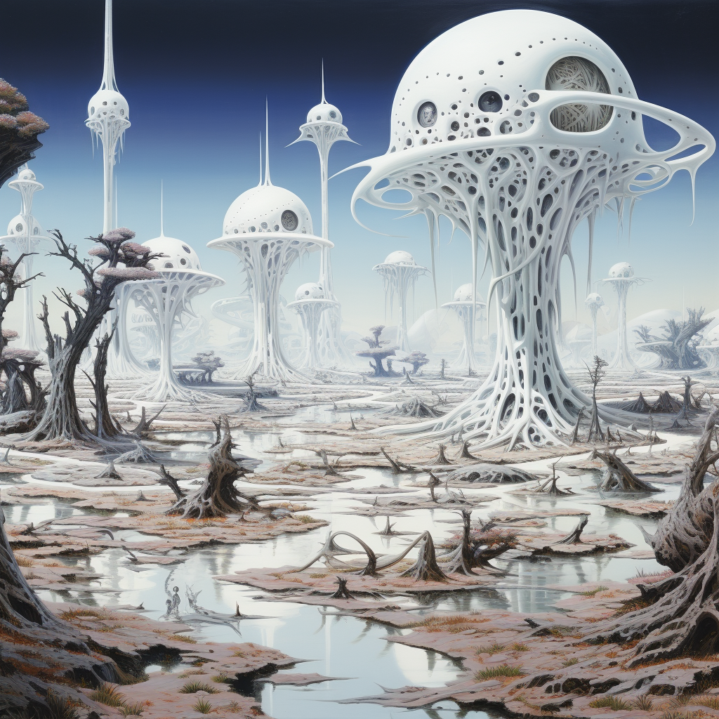 Beautiful alien landscape in white