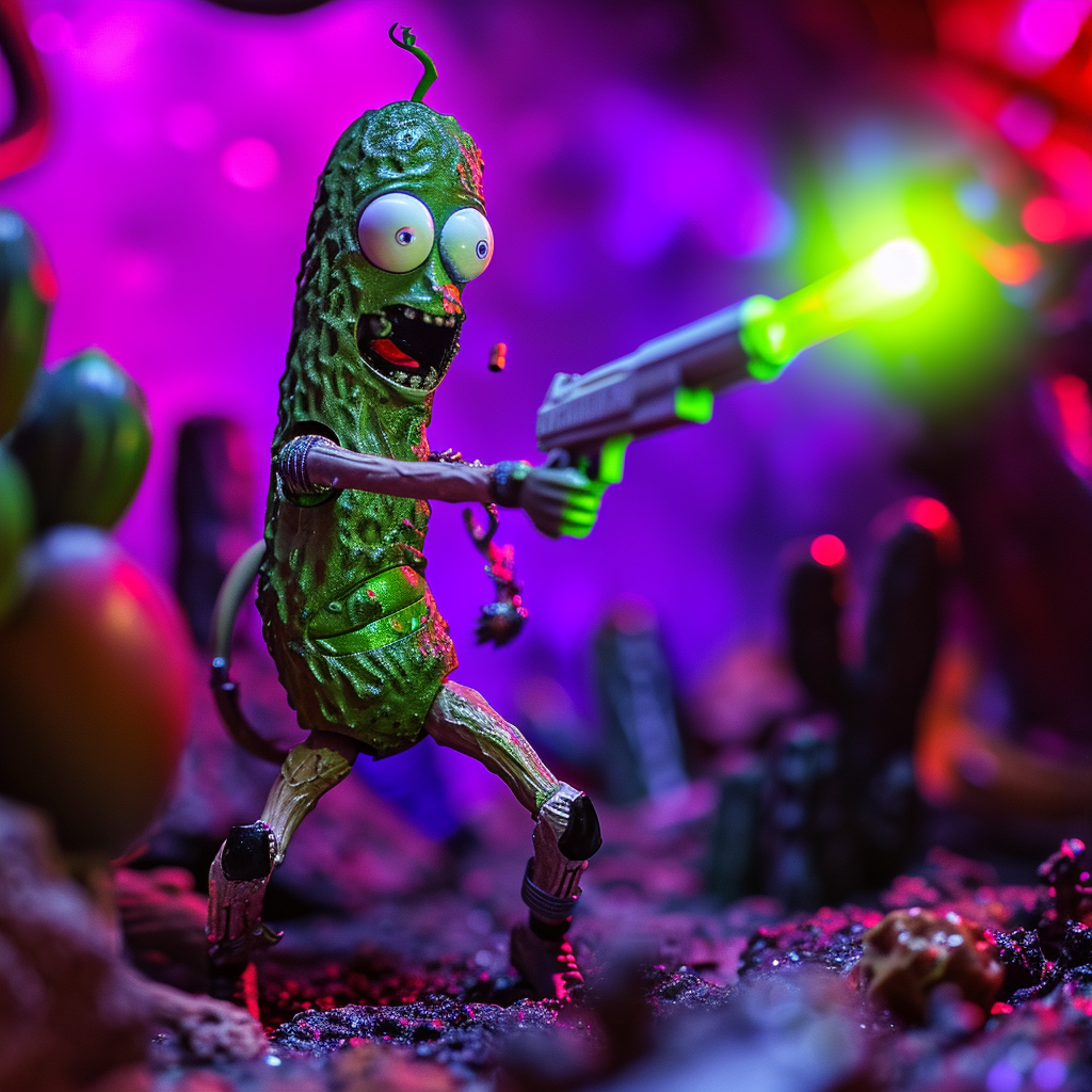 Alien Pickle Rick Laser Gun Scene