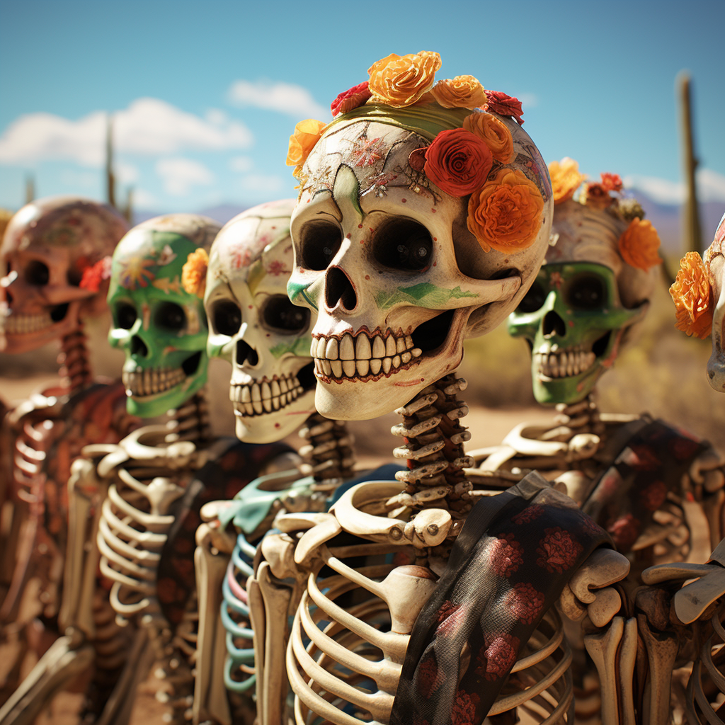 Photorealistic Day of the Dead Alien Skeletons