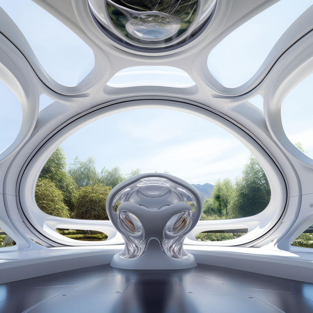 White metallic interior of benevolent alien spaceship