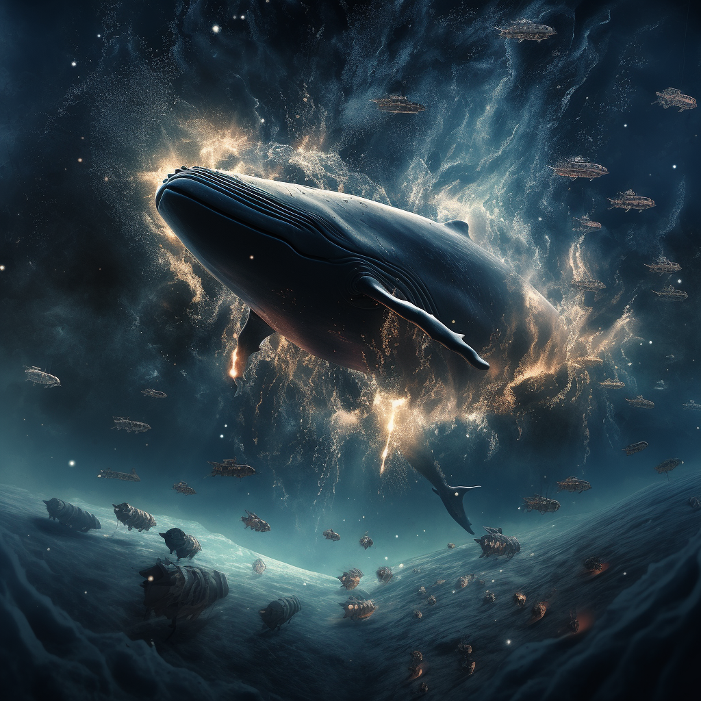 Gigantic alien whale flying through space