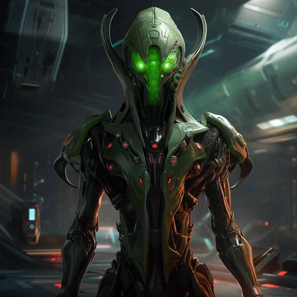 Futuristic Alien Boss from Mars in Standing Position