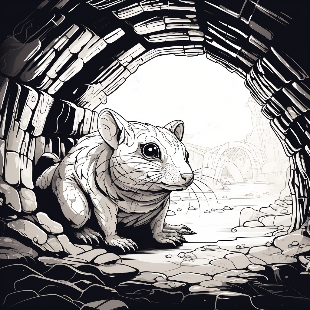 Ancient Alien Tunnel Animal Illustration