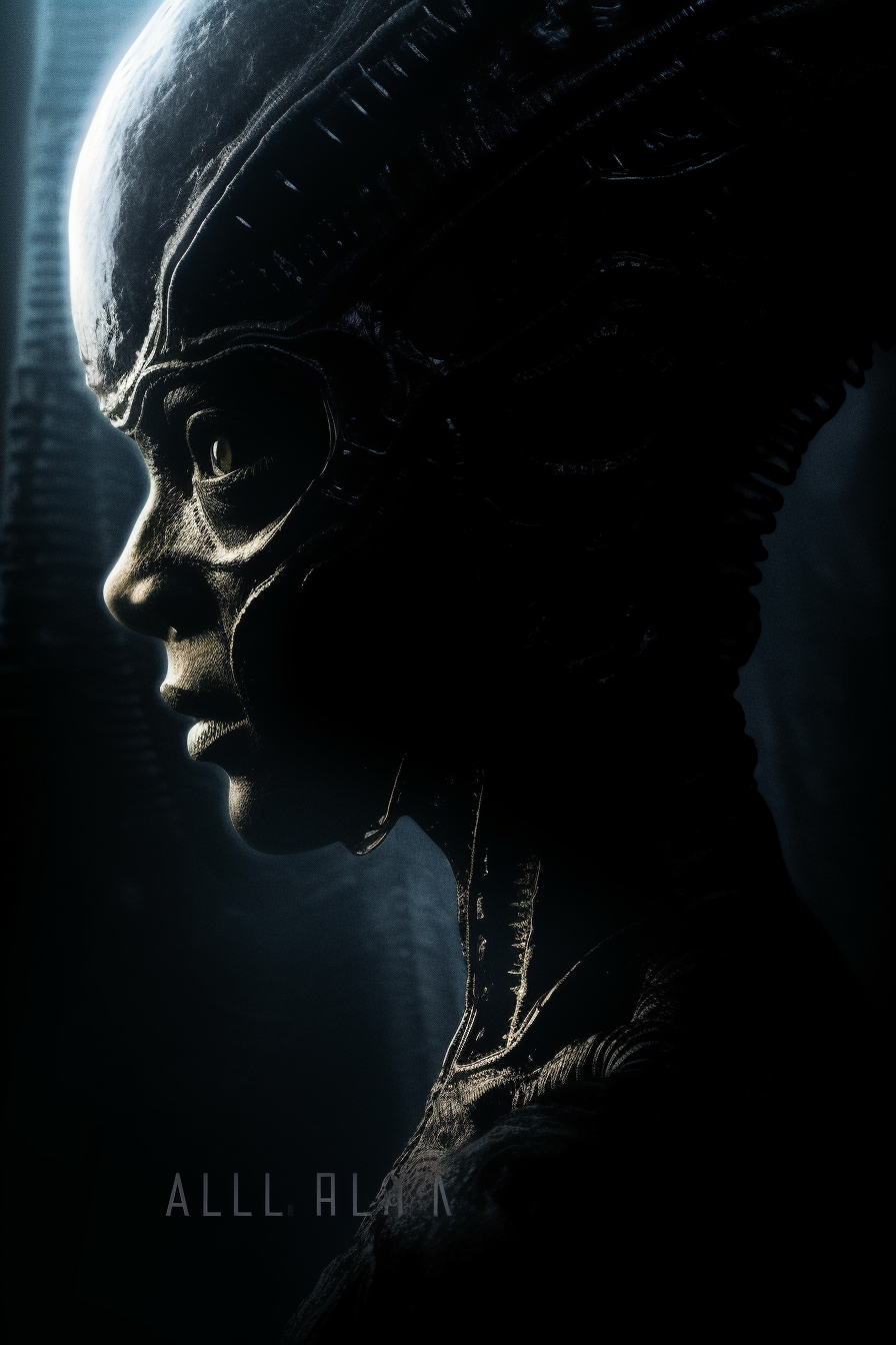 Mysterious shadowed alien movie poster