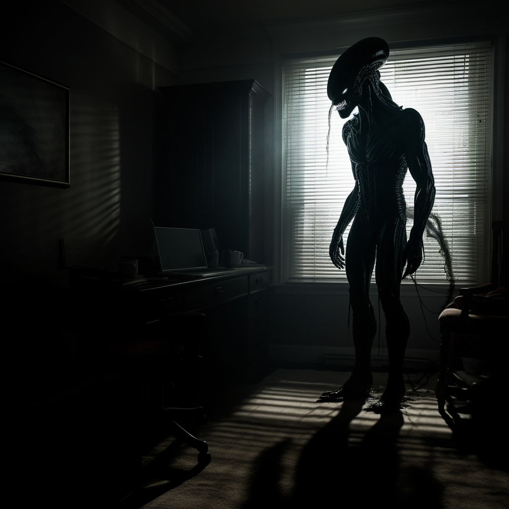 Shadow of an Alien in Moody Room