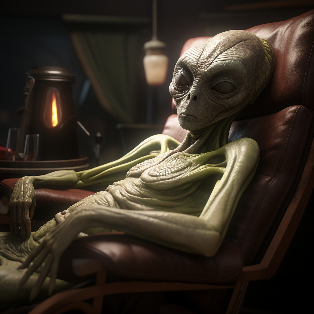 An Alien Relaxing Peacefully