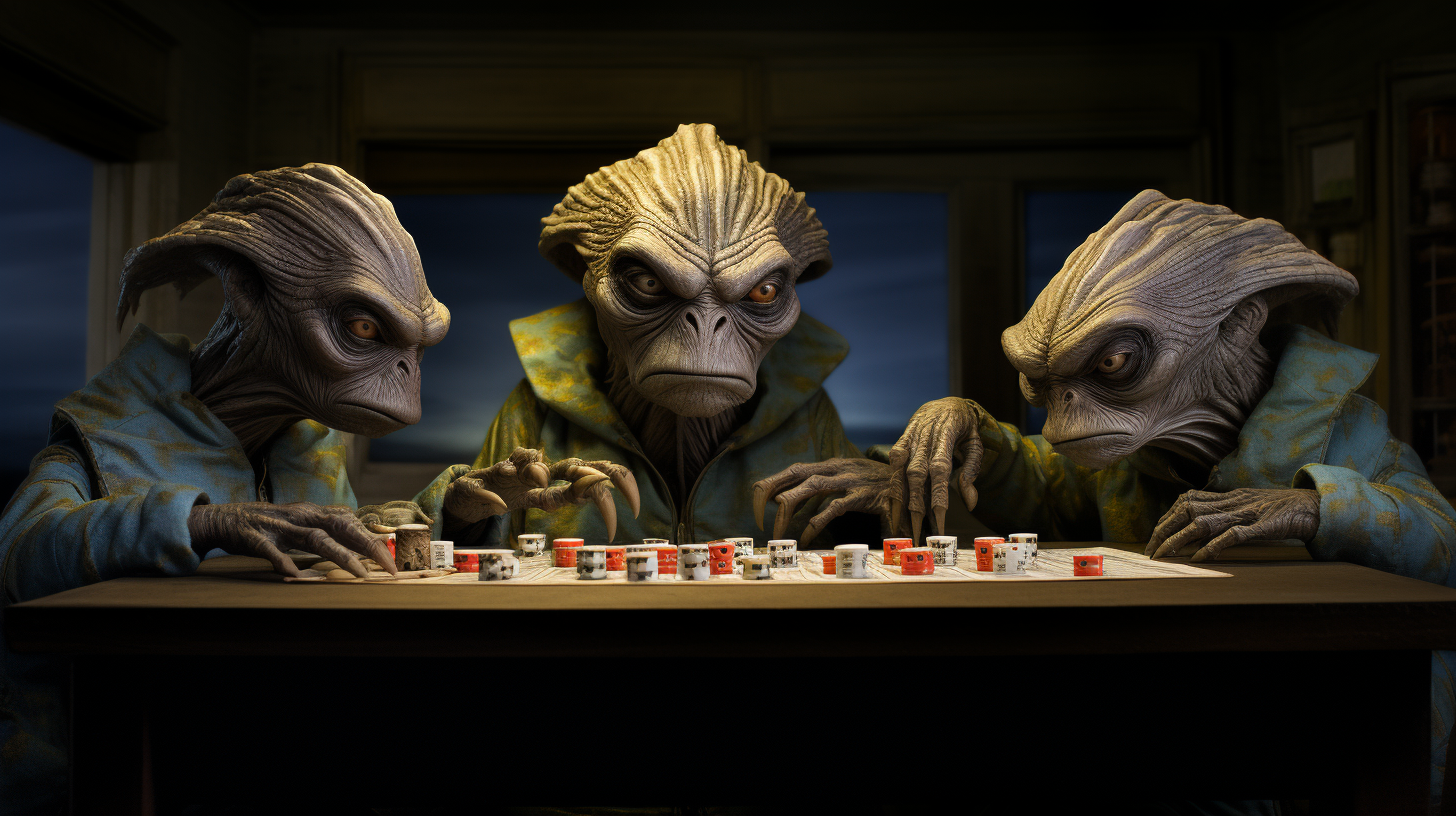 Four alien species playing cards