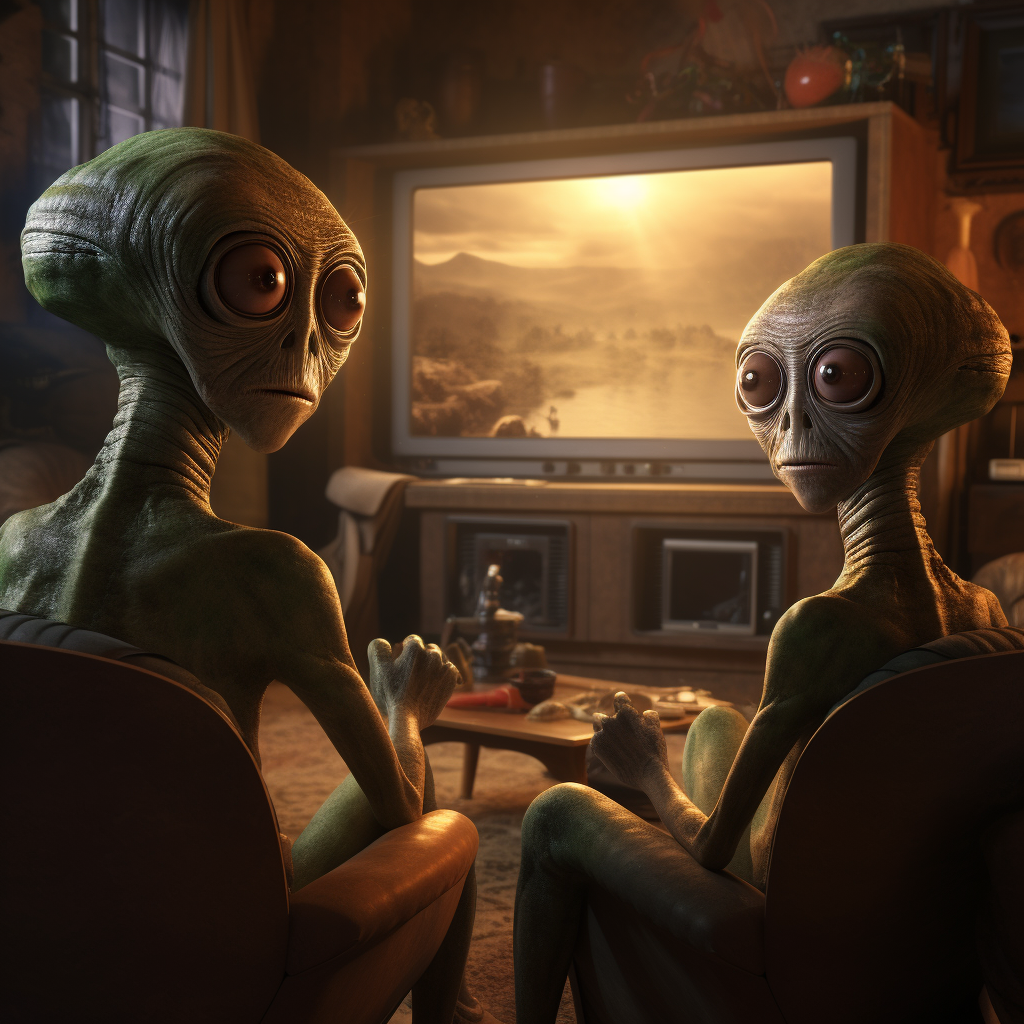 Aliens enjoying TV entertainment