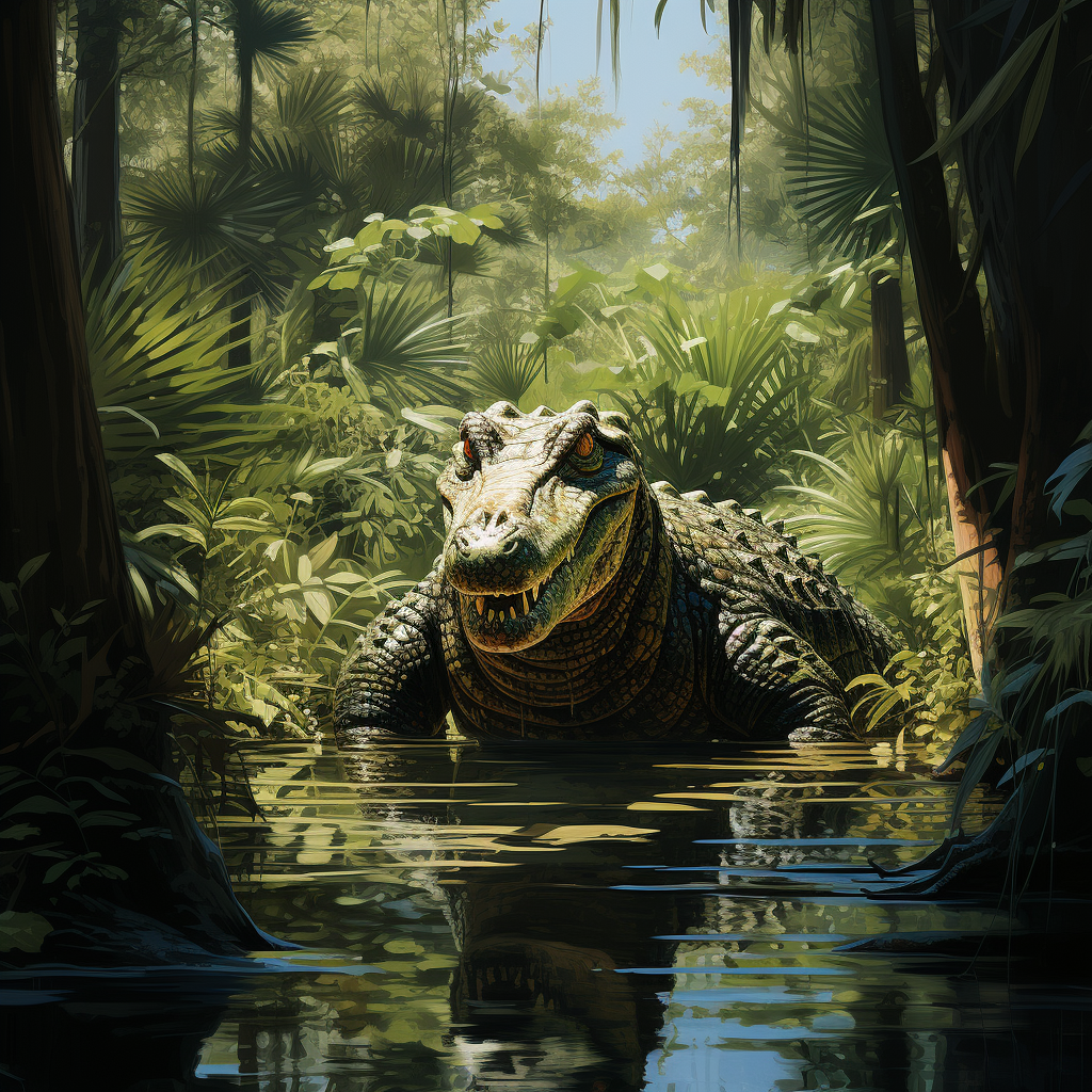 Majestic alligator in natural habitat