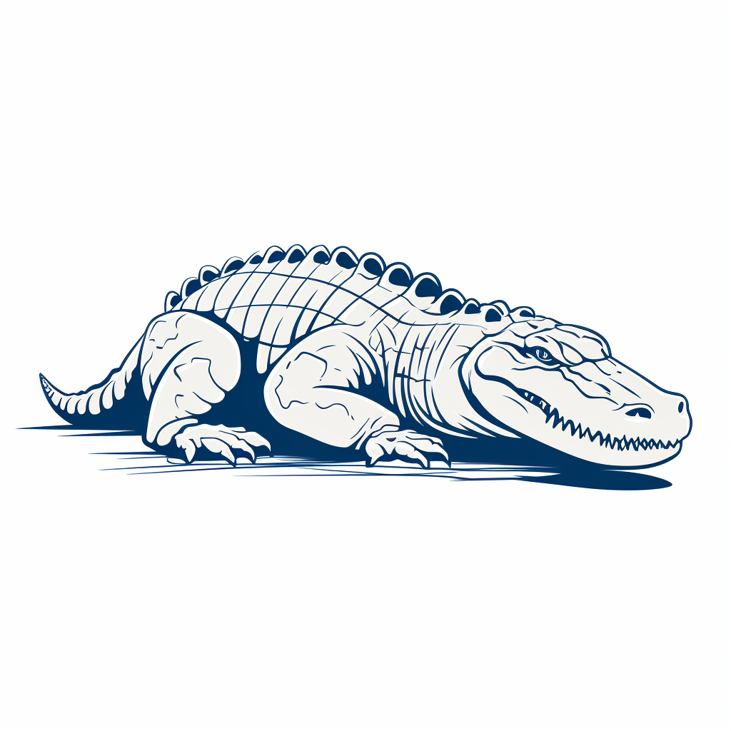 Outline illustration of a relaxing alligator