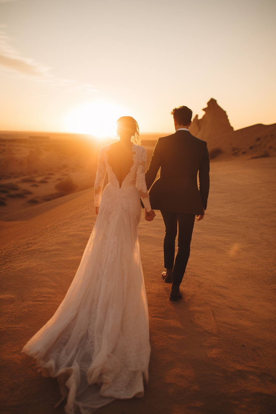 Beautiful Wedding in Almeria Desert at Sunset