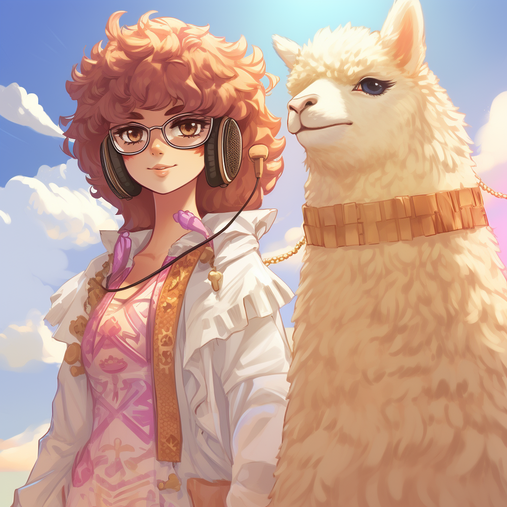 Adorable Alpaca with Kodomomuke Anime Style