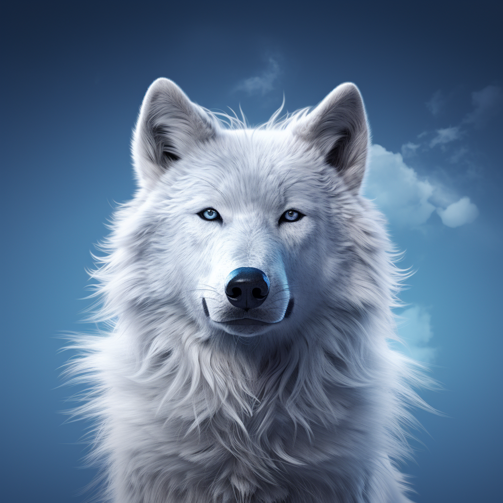 White wolf with sophisticated gaze