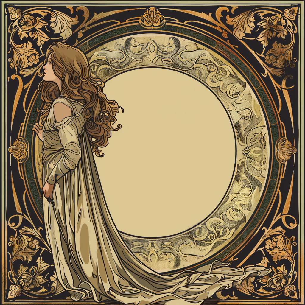 elegant woman art nouveau frame