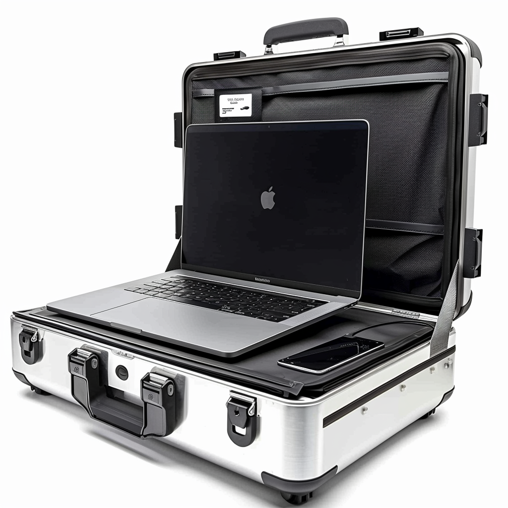 Aluminum laptop case with spinner wheels