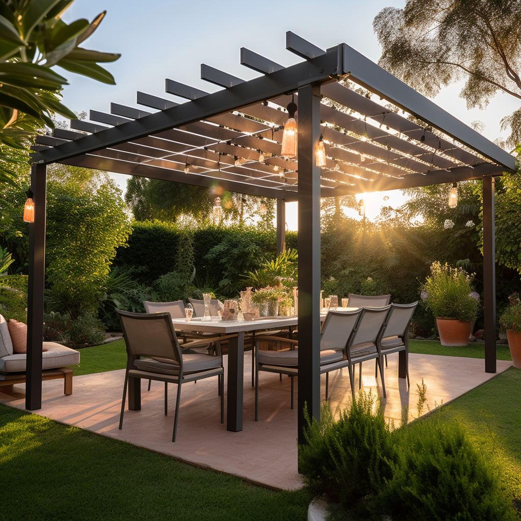 Aluminum Pergola with Motorized Lights