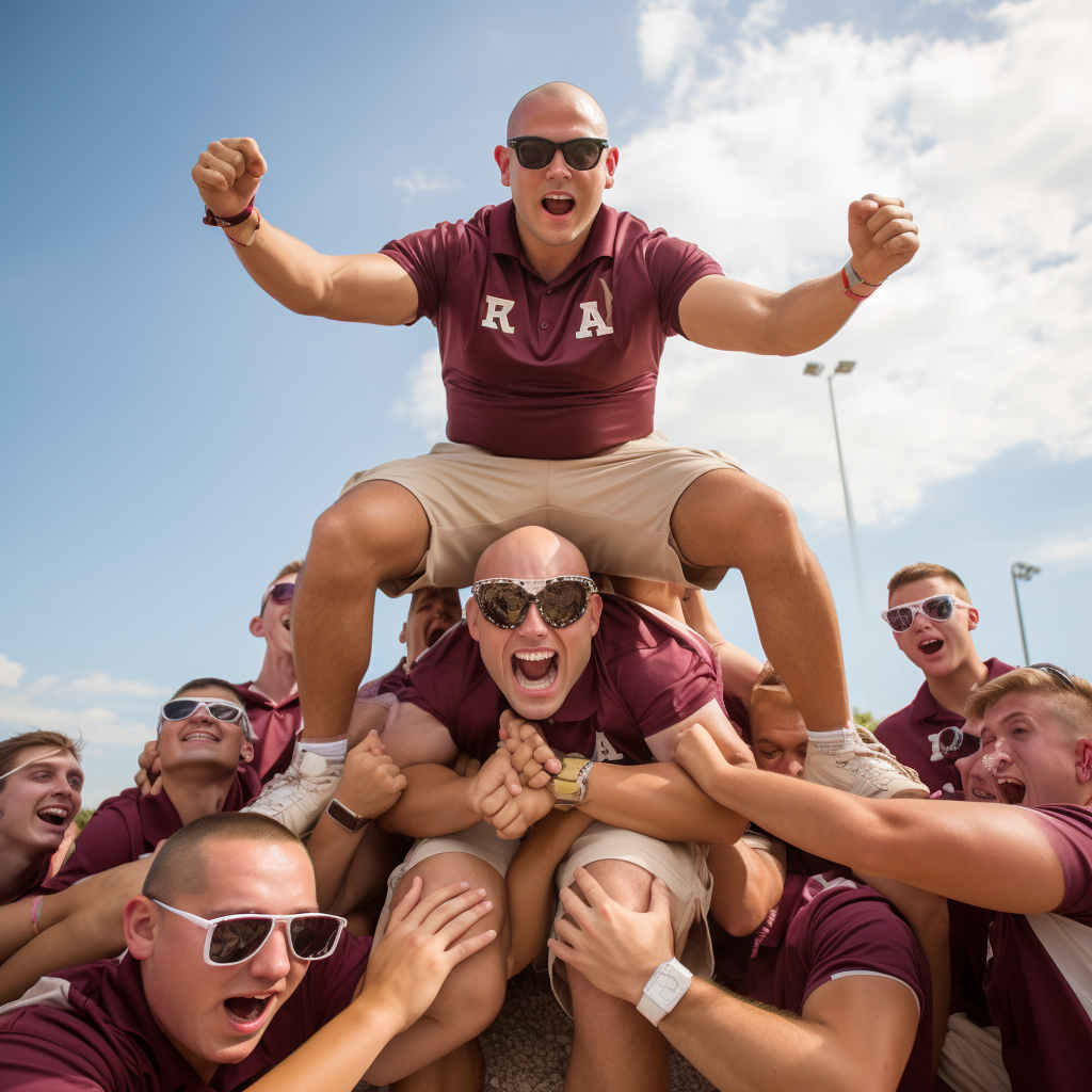 Texas A&M Aggies Yell Leader Human Pyramid