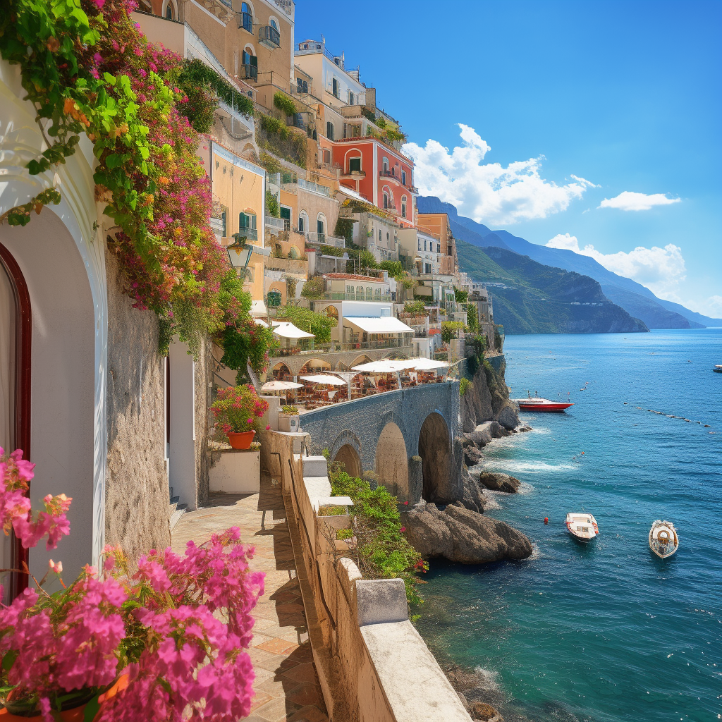 Stunning sunset view of Amalfi Coast