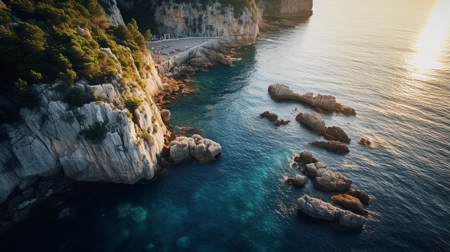 Aerial view of Amalfi Coast at sunset