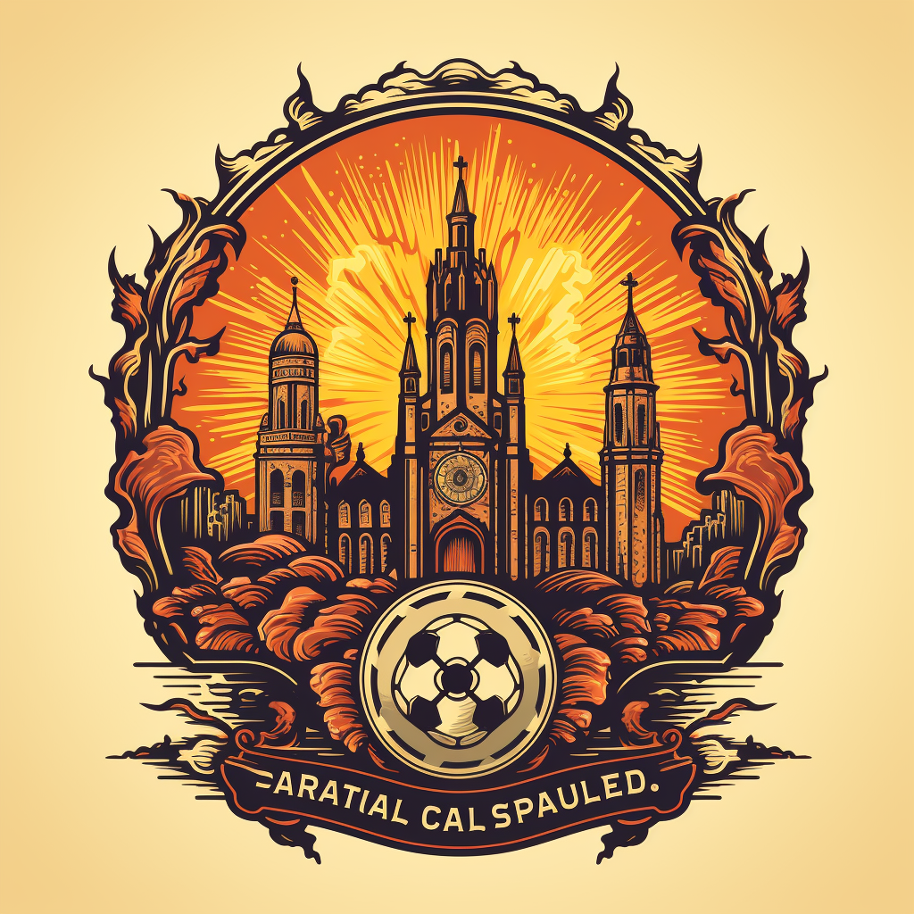 Logo with Sé Catedral da Guarda, Portugal and fire