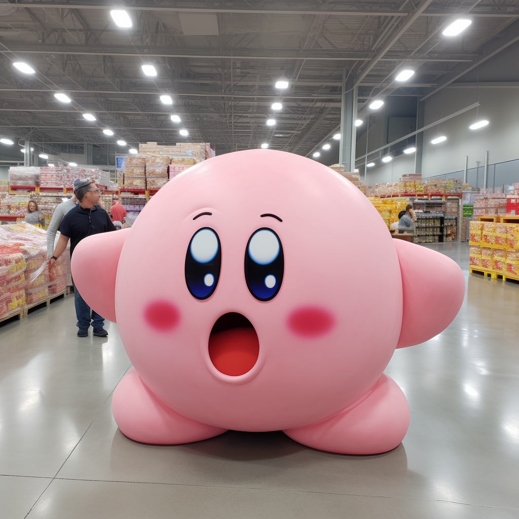 Amazed Kirby inside Costco